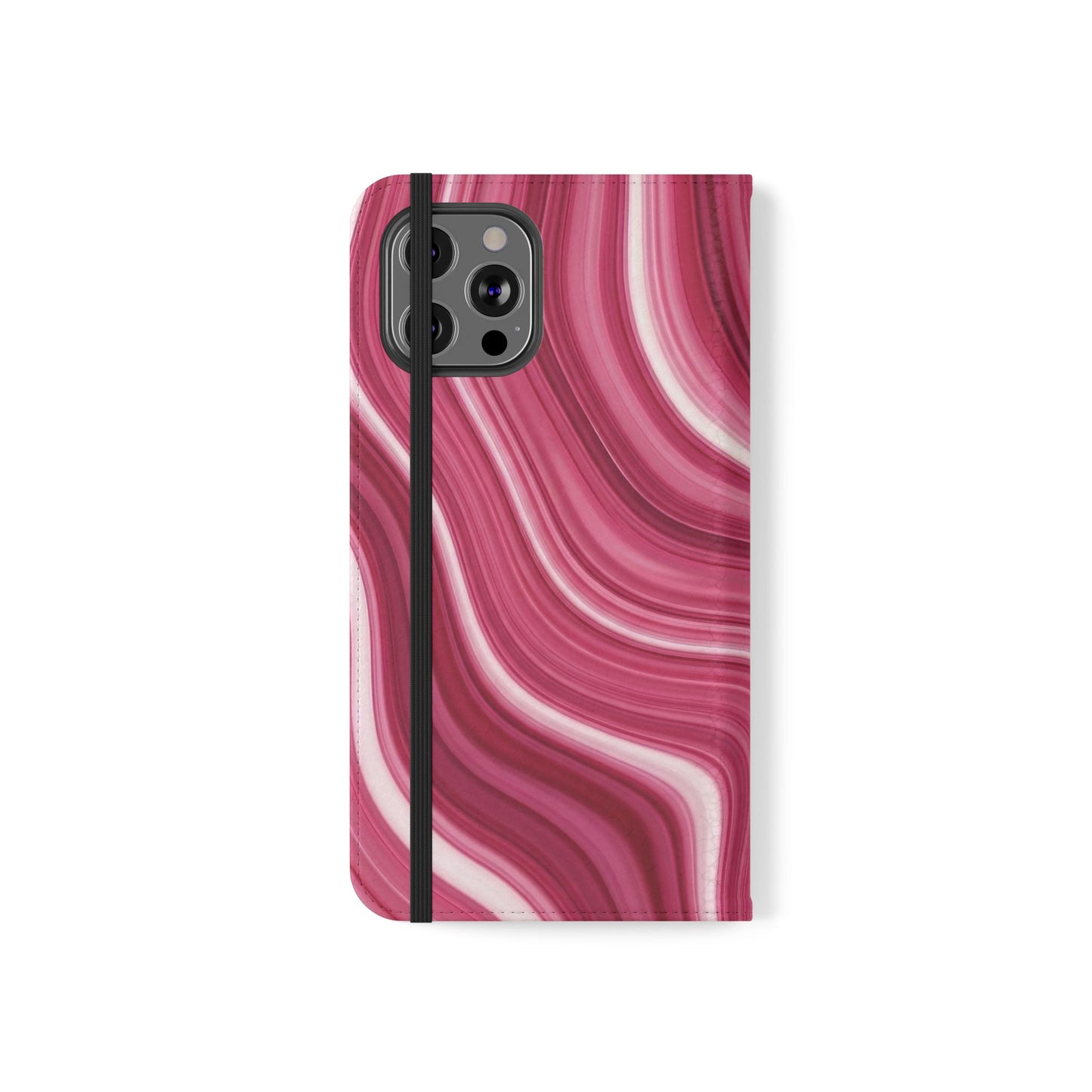 Pink Marble Swirl Flip Case — Wallet Phone Cover with Card Slots