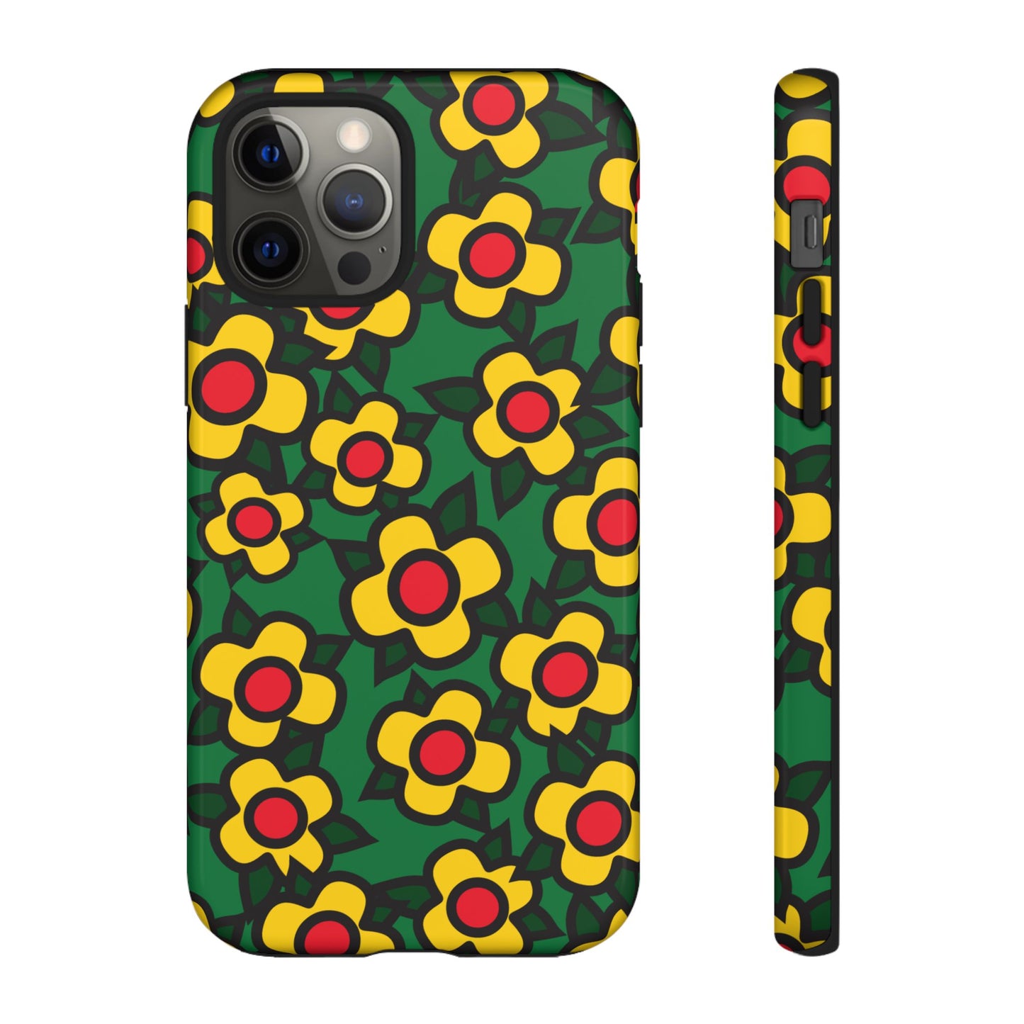 Floral Pop Tough Phone Case — Retro Yellow Red Flower Pattern