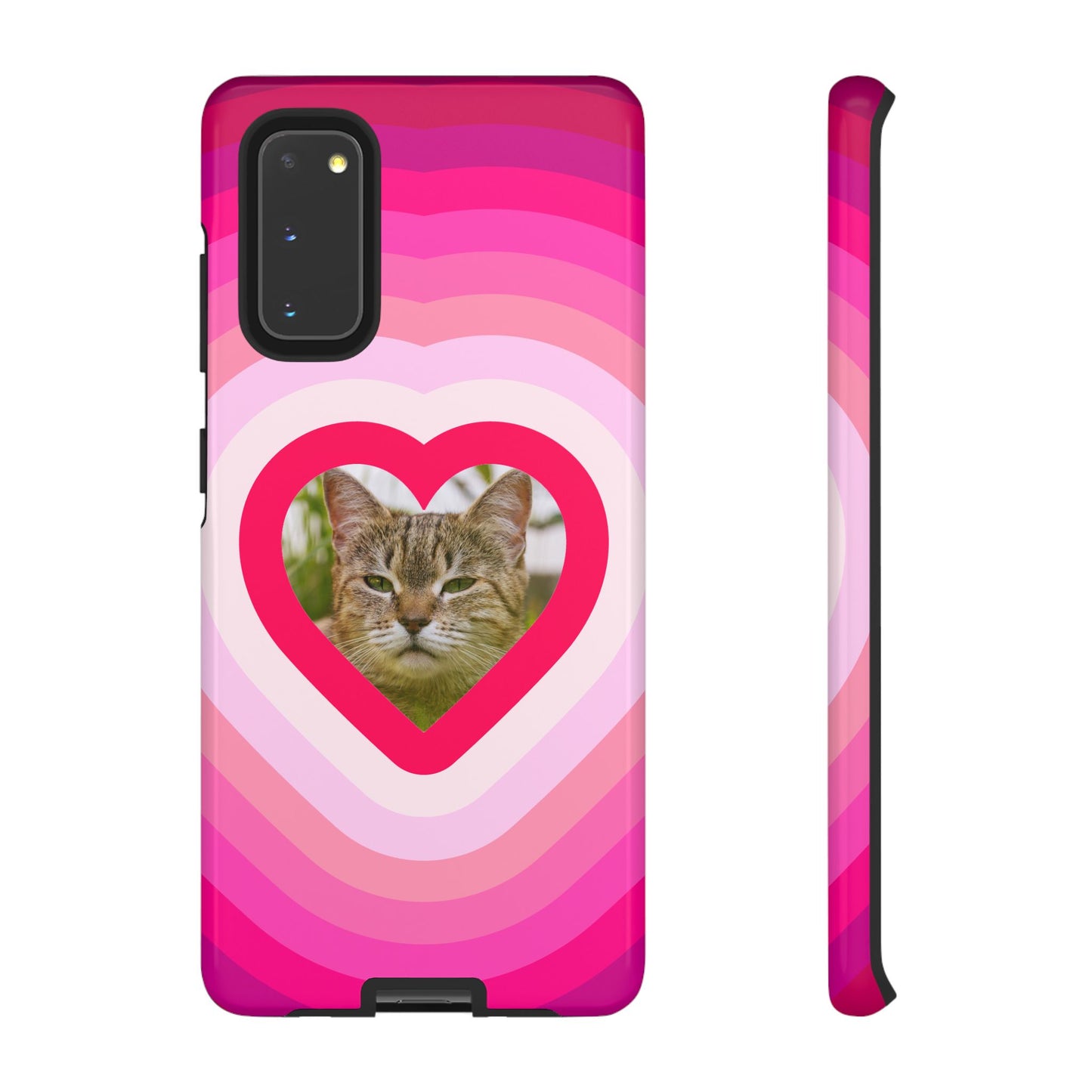 Single Image Personalised  Heart Photo Phone Case – Pink Gradient Love Tough Case for Apple iPhone, Samsung Galaxy and Google Pixel.