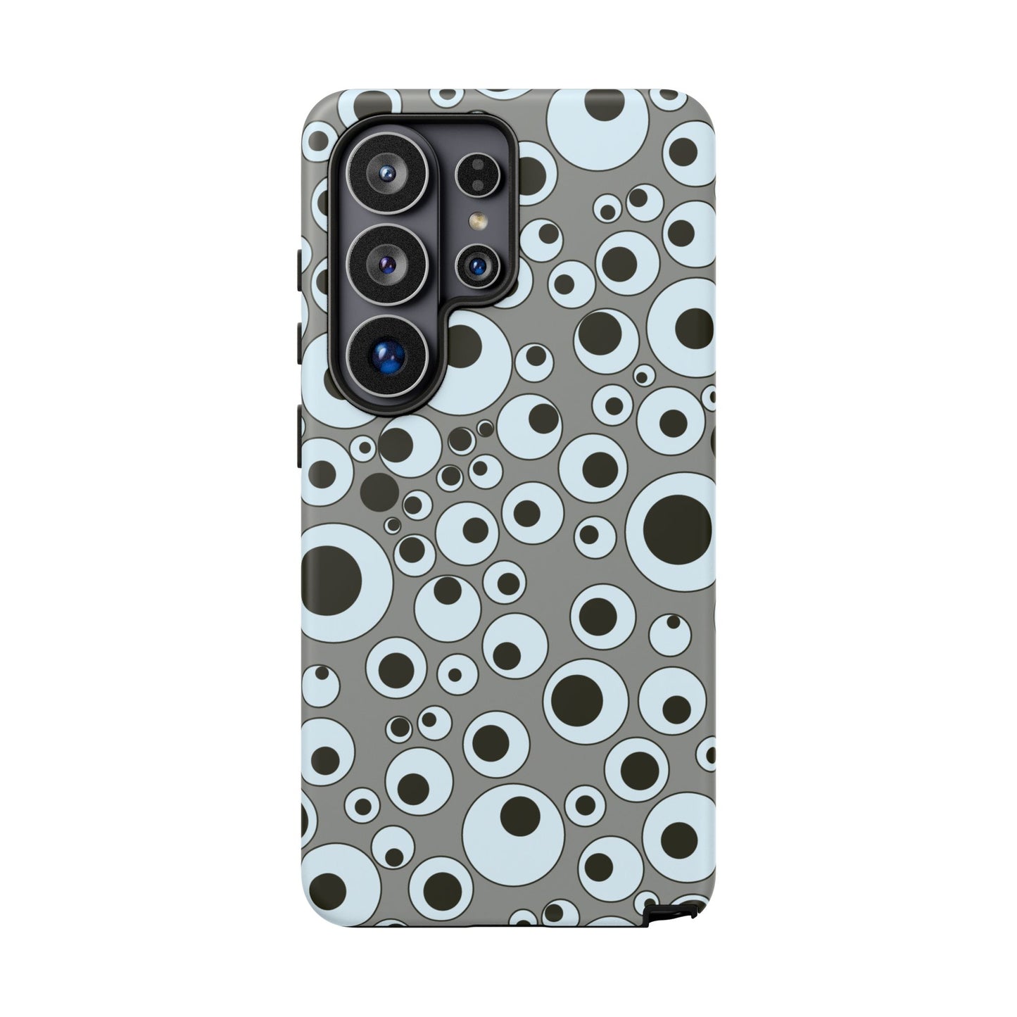Bubble Pattern Tough Phone Case – Grey Retro Polka-Dot Design
