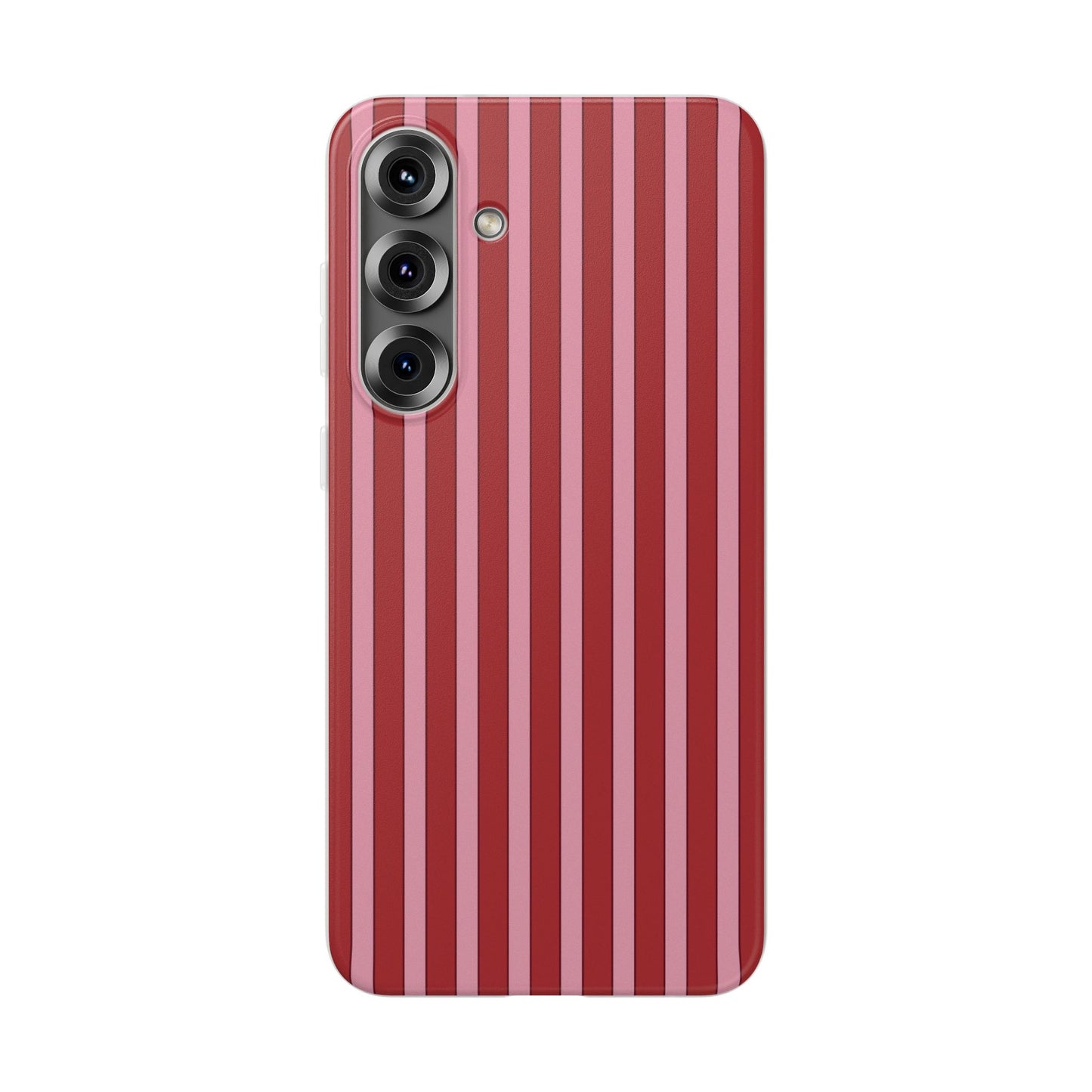 Red Vertical Stripe Protective Flexi Case for Apple iPhone, Samsung Galaxy.