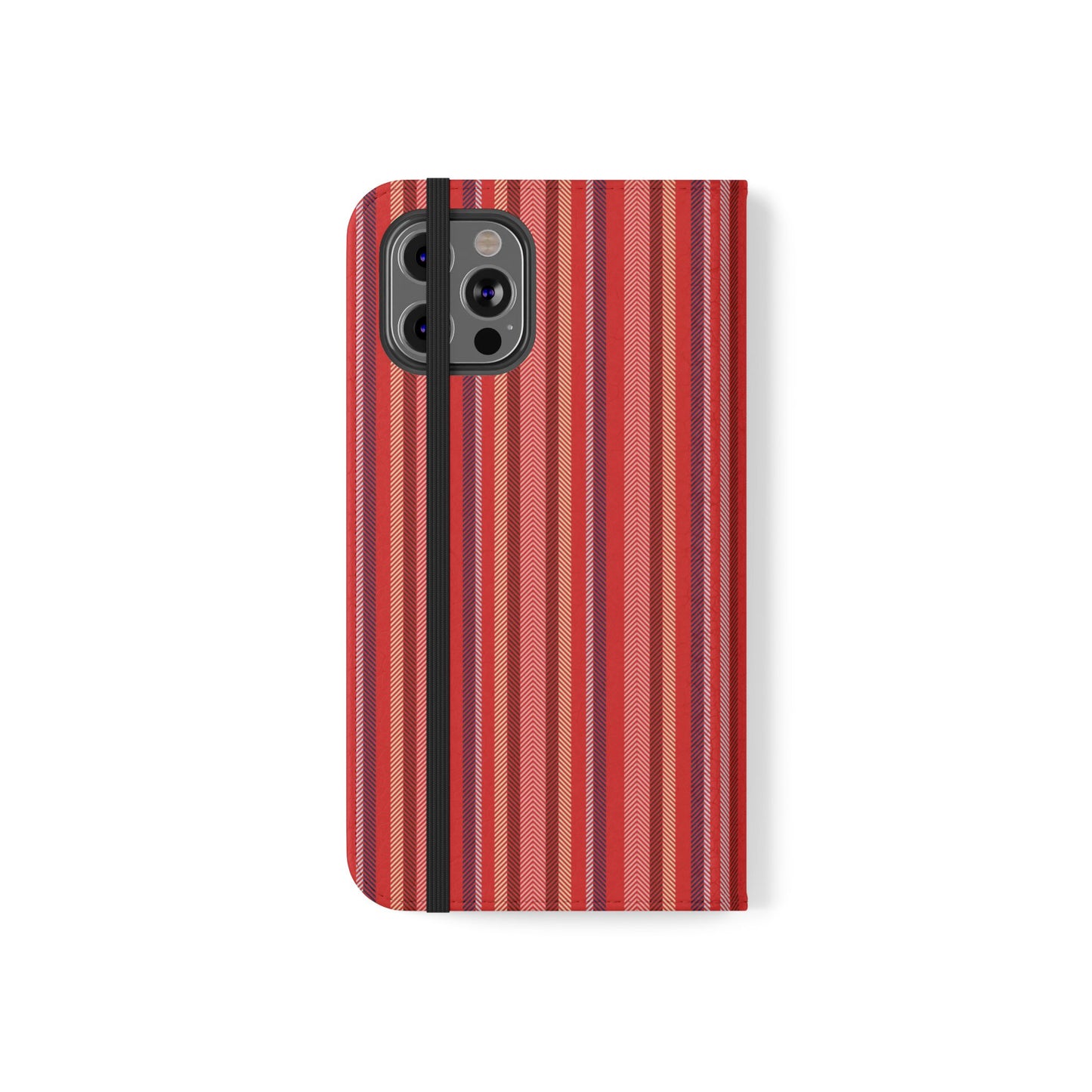 Red Stripe Flip Phone Case – Protective Wallet Folio with Card Slots