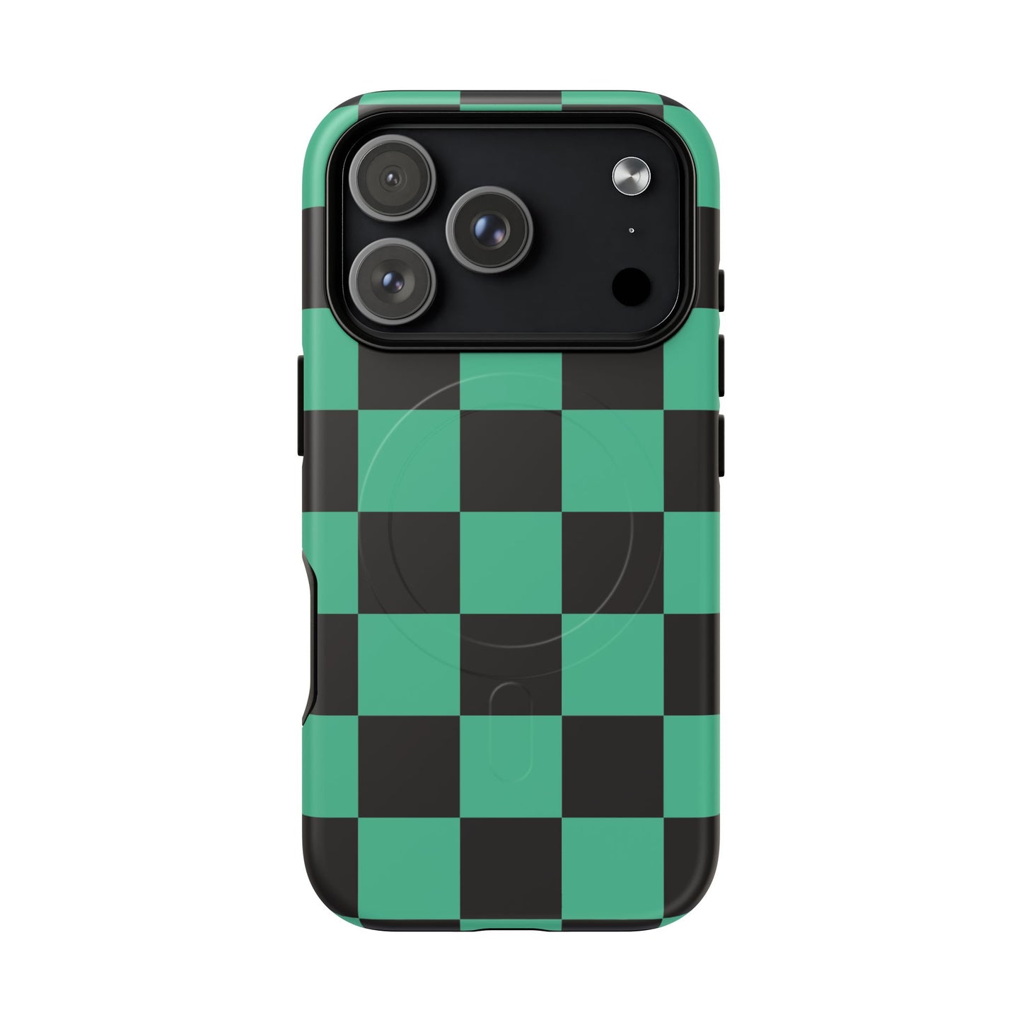 Tanjiro Magnetic Phone Case — Green and Black Chequered Tough Protective MagSafe Case