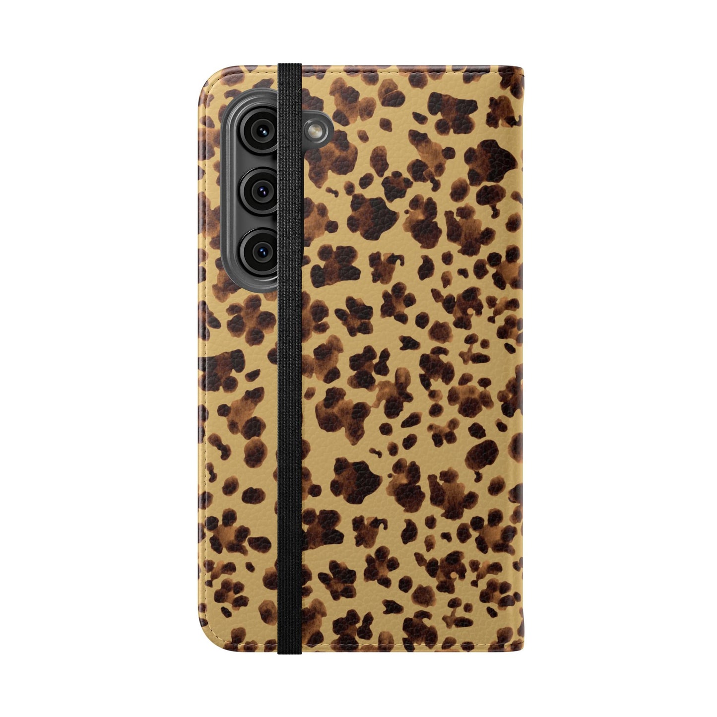 Leopard Print watercolour Flip Phone Case - Stylish Wallet Folio Cover with Card Slots