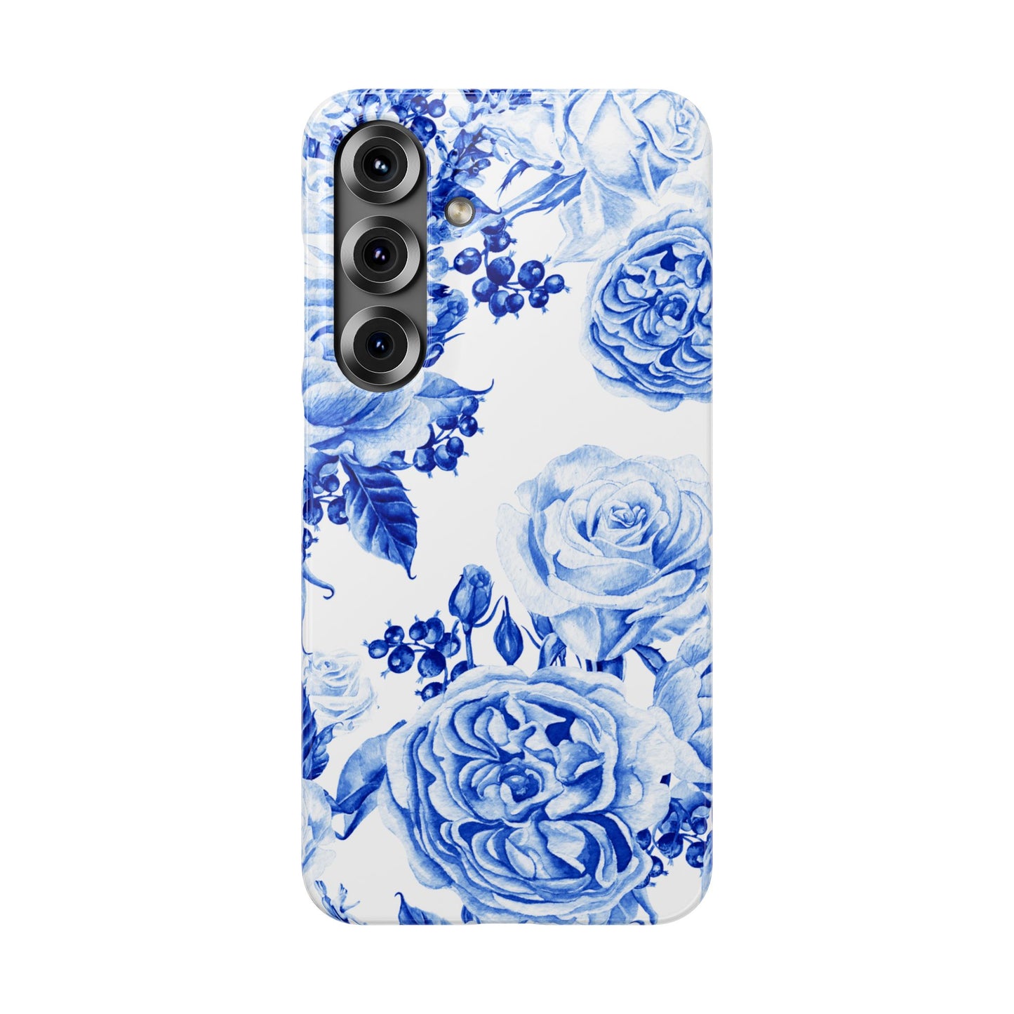 Blue Porcelain Floral Snap Phone Case — Vintage Rose Pattern