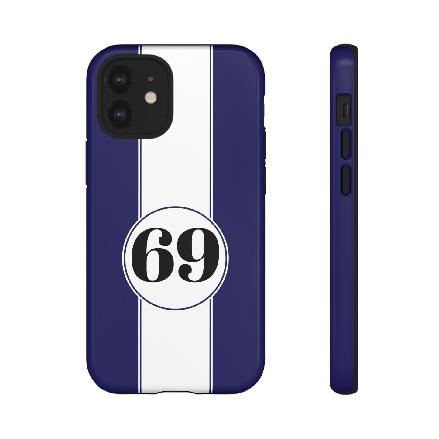 Custom Number Racing Stripe Tough Phone Case for Apple iPhone, Samsung Galaxy and Google Pixel.