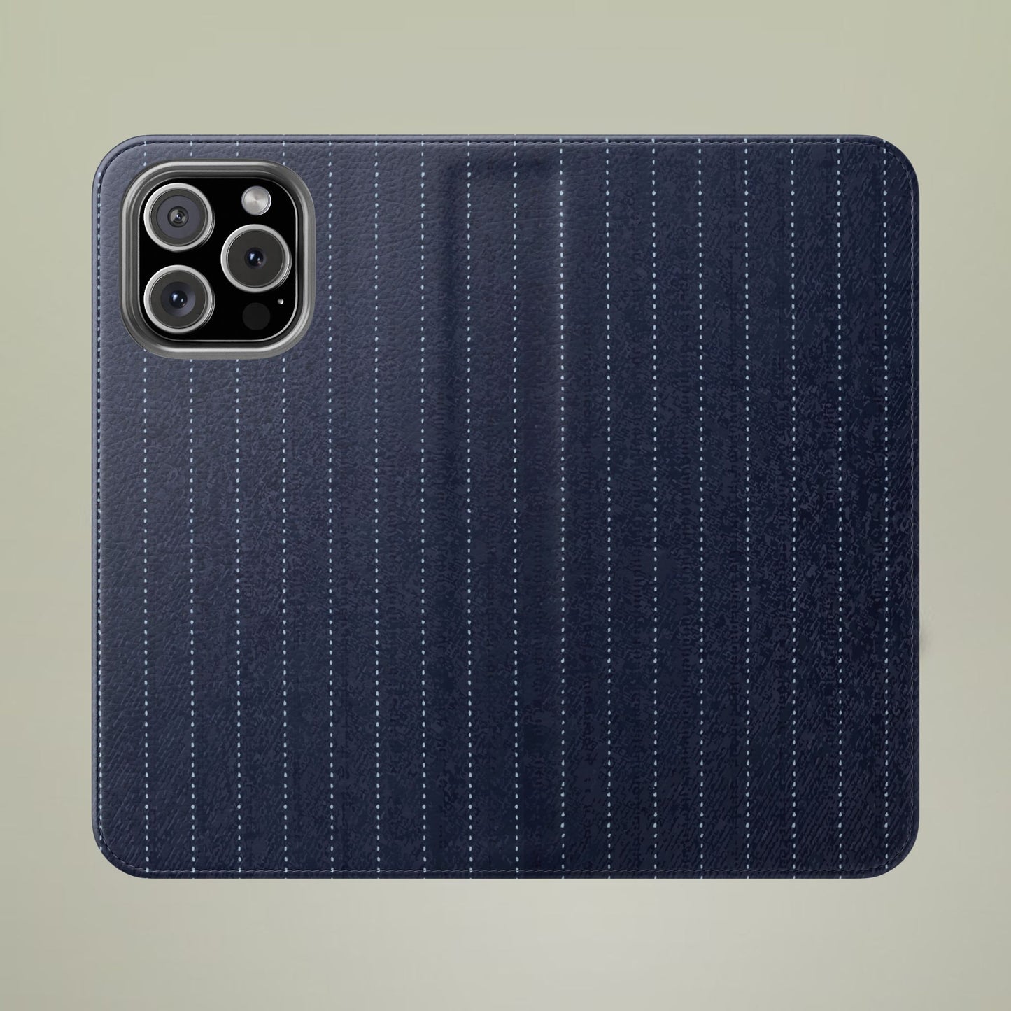 Pinstripe Flip Phone Case — Wallet Folio with Card Slots