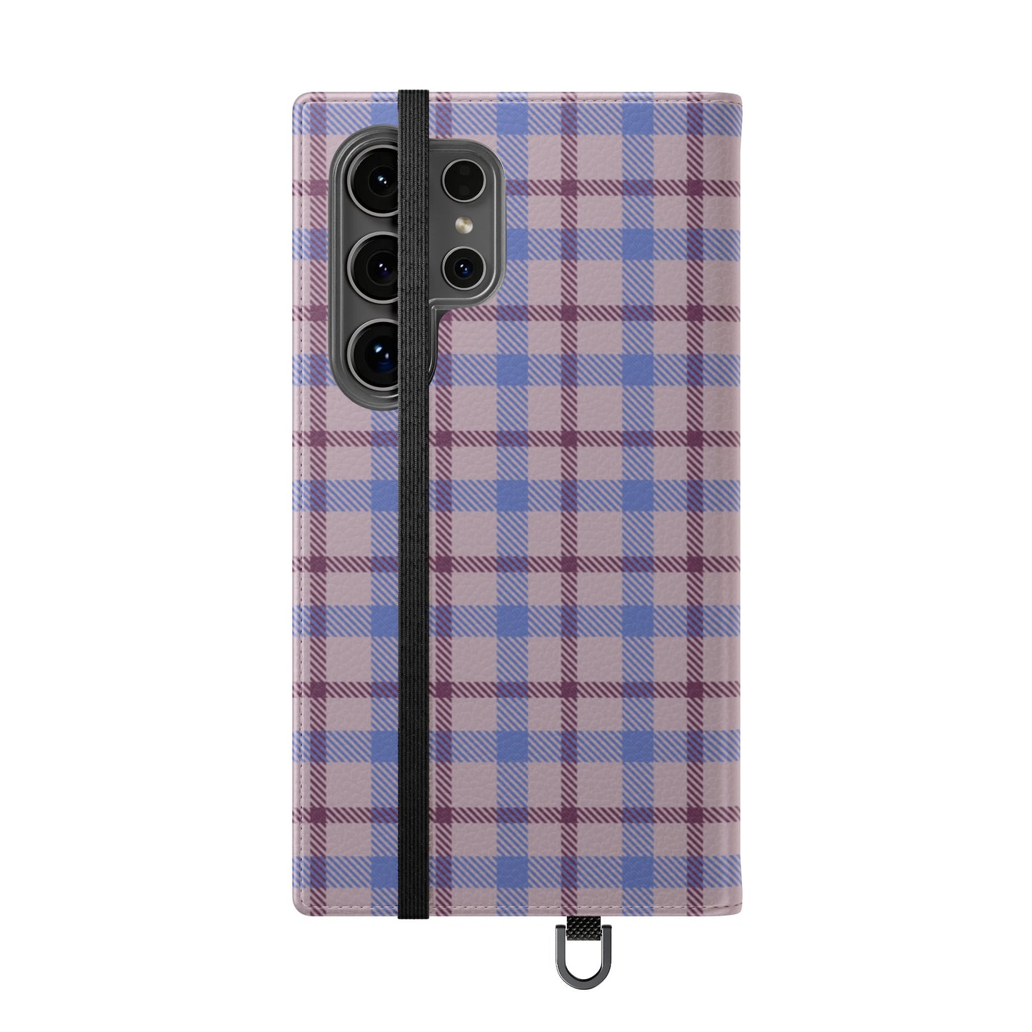 Tartan Flip Phone Case — Blue & Purple Plaid Wallet Cover