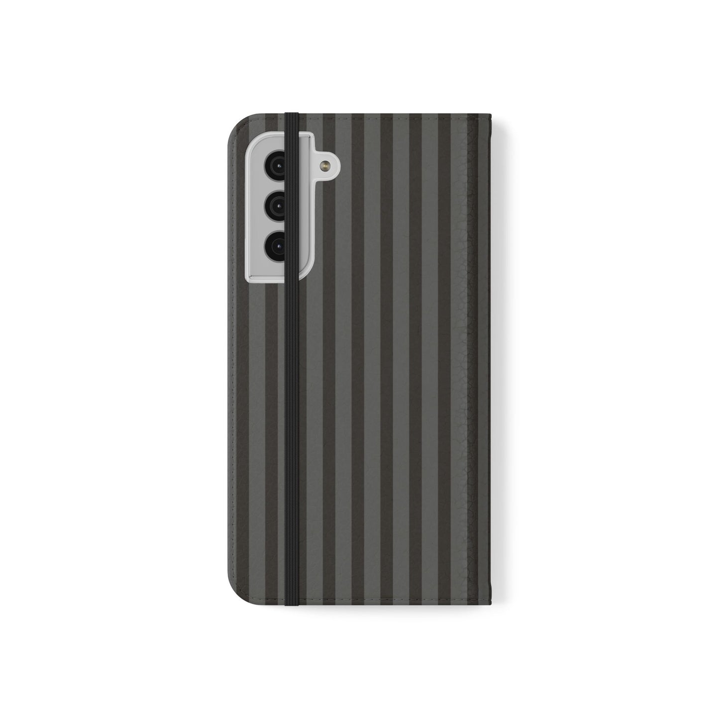 Striped Gray Flip Phone Case — Wallet Flip Case with Card Slots