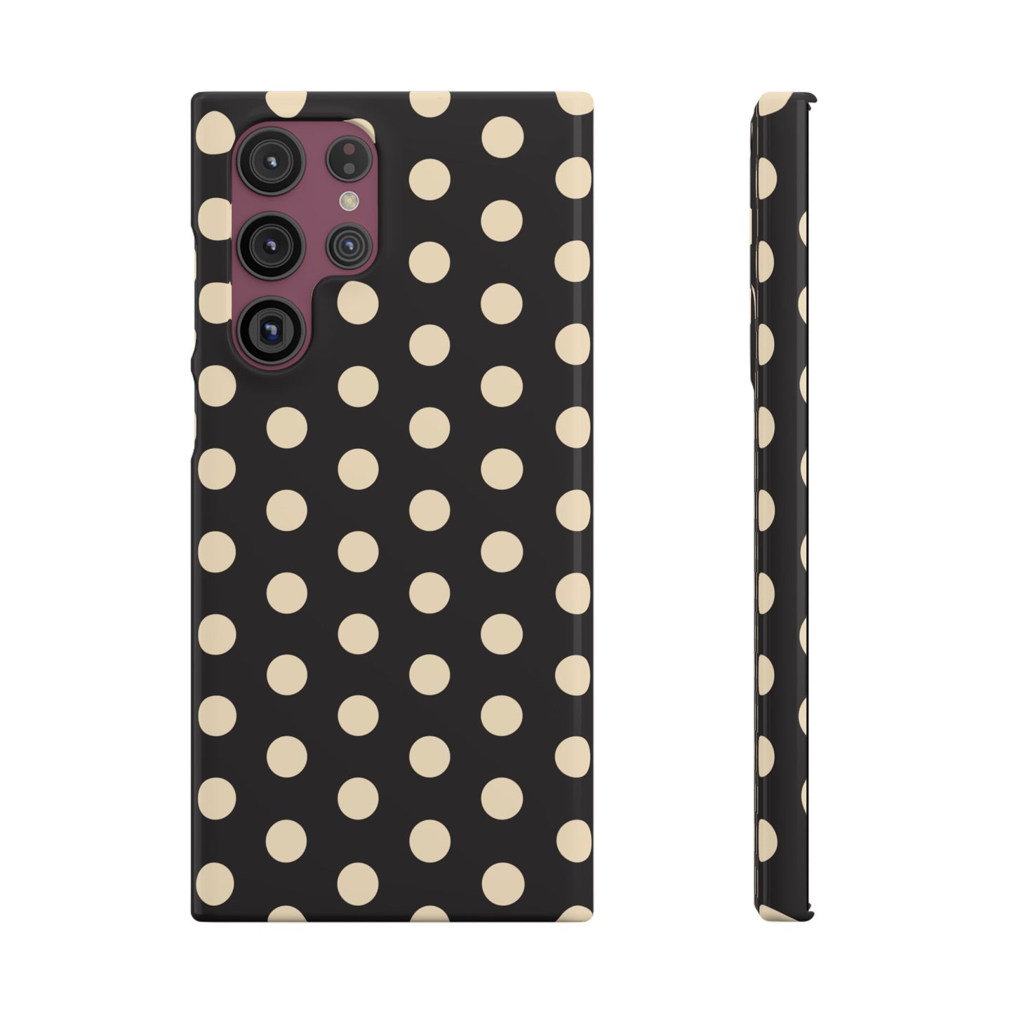 Polka Dot Snap Phone Case — Classic Black & Cream Retro Dots