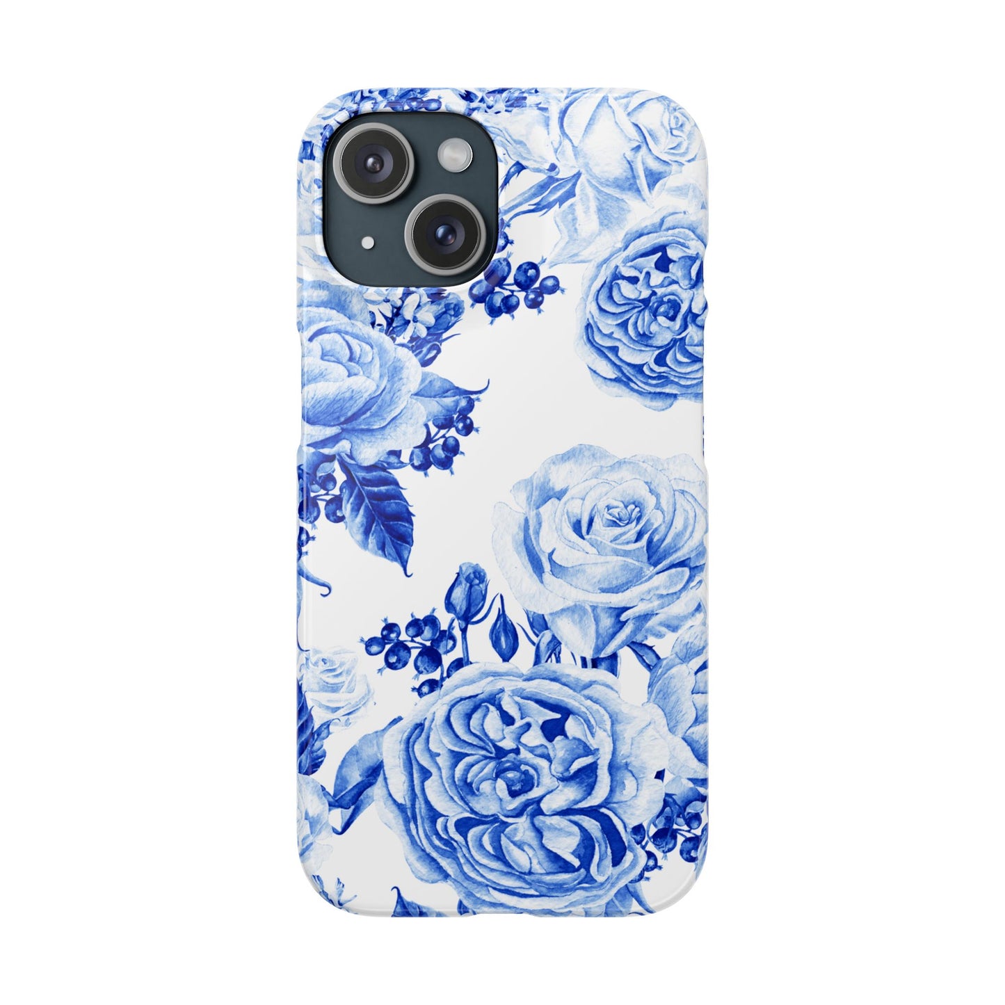 Blue Porcelain Floral Snap Phone Case — Vintage Rose Pattern