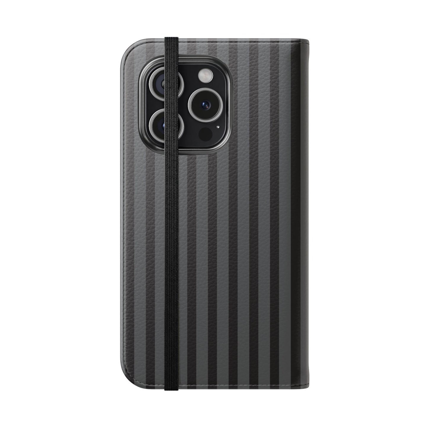 Striped Gray Flip Phone Case — Wallet Flip Case with Card Slots