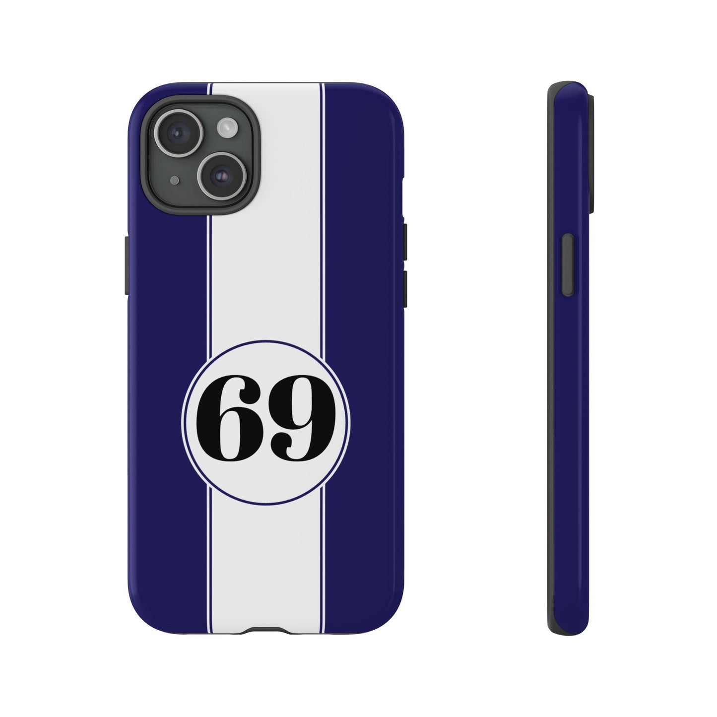Custom Number Racing Stripe Tough Phone Case for Apple iPhone, Samsung Galaxy and Google Pixel.
