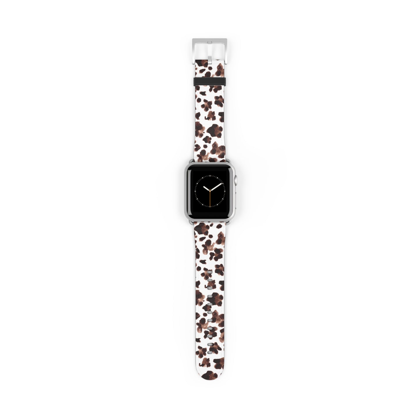 Leopard Print Leather Watch Band — Brown & White Patterned Strap for Apple Watch