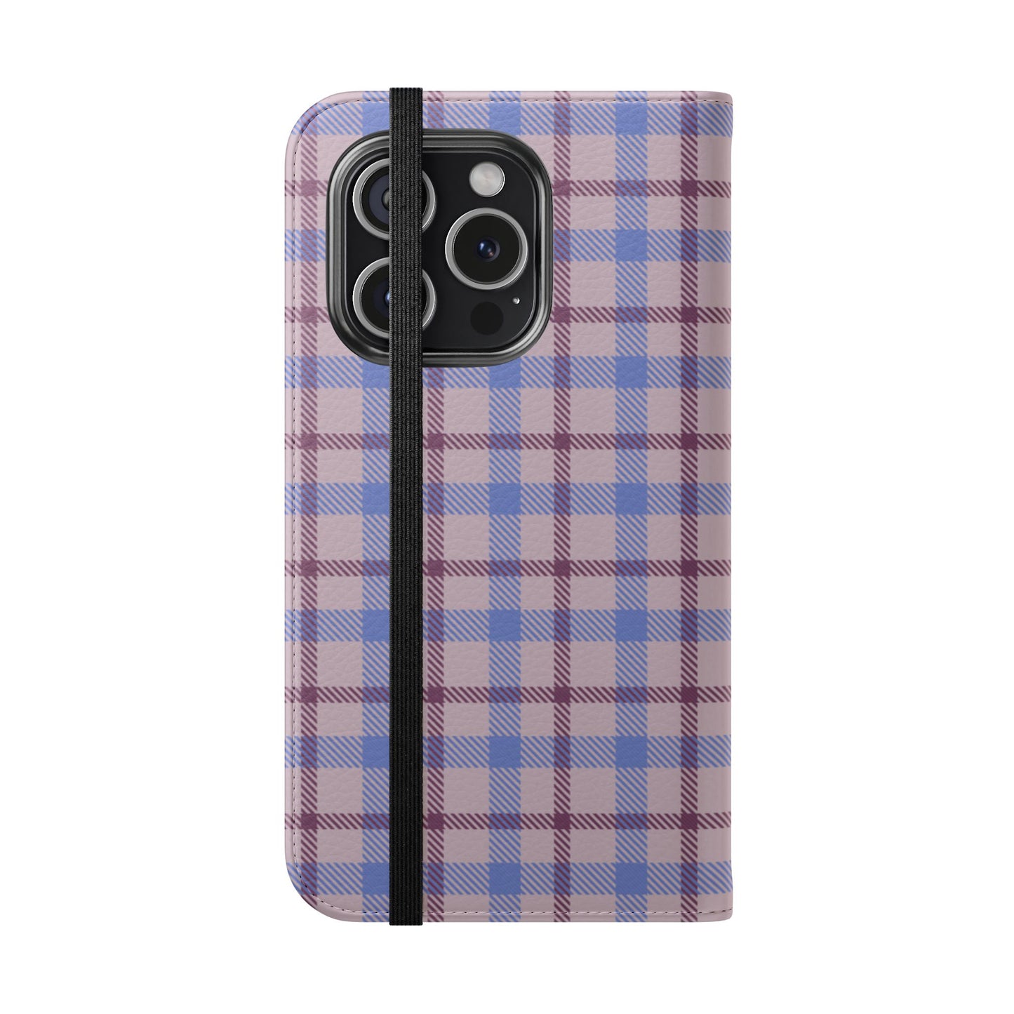 Tartan Flip Phone Case — Blue & Purple Plaid Wallet Cover