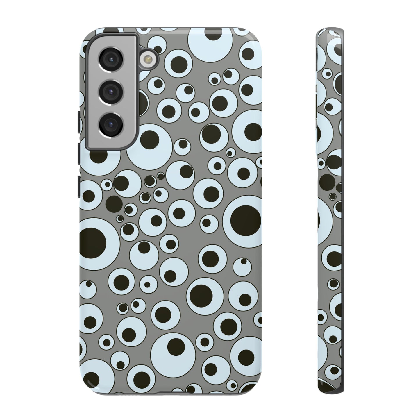 Bubble Pattern Tough Phone Case – Grey Retro Polka-Dot Design