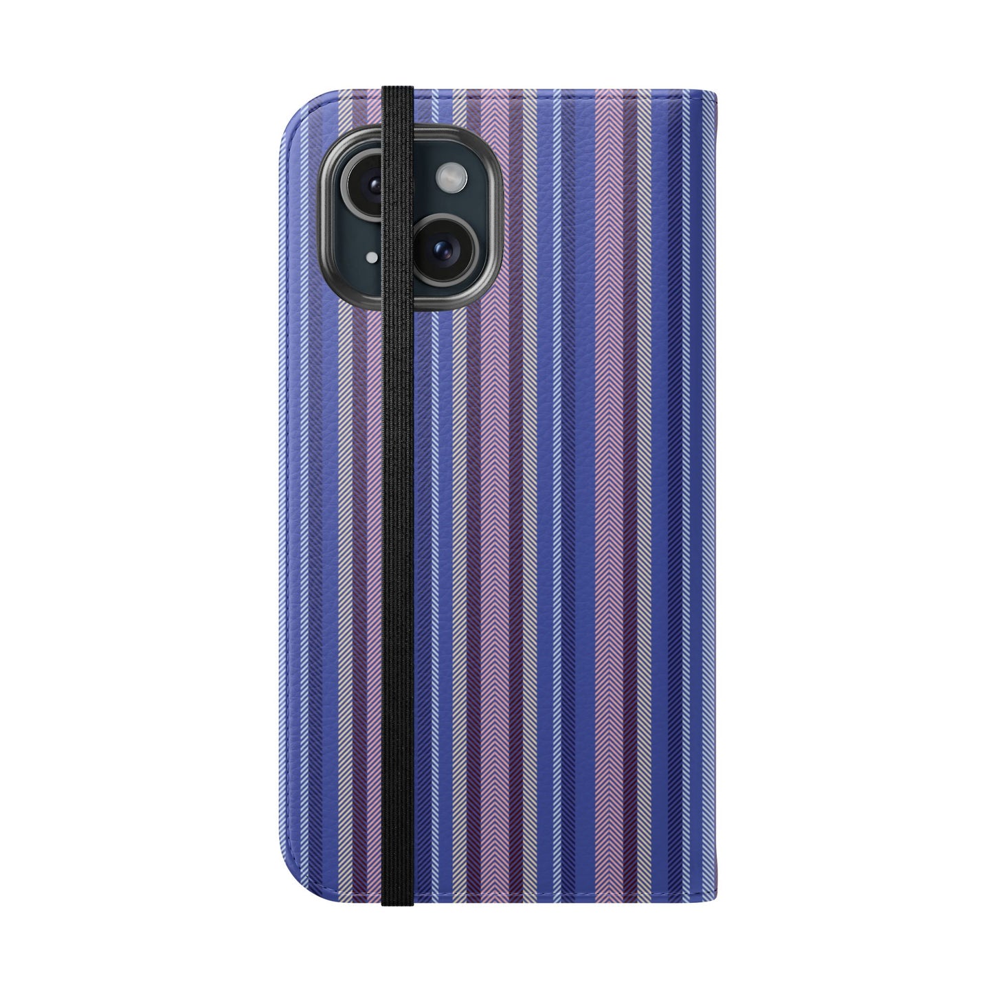 Striped Blue Flip Phone Case — Wallet Folio Phone Cover
