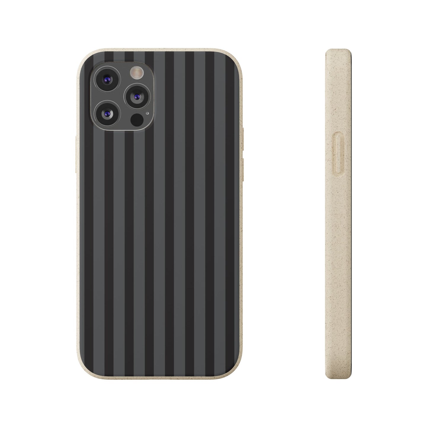 Biodegradable Black Vertical Stripe Phone Cover for Apple iPhone and Samsung Galaxy.