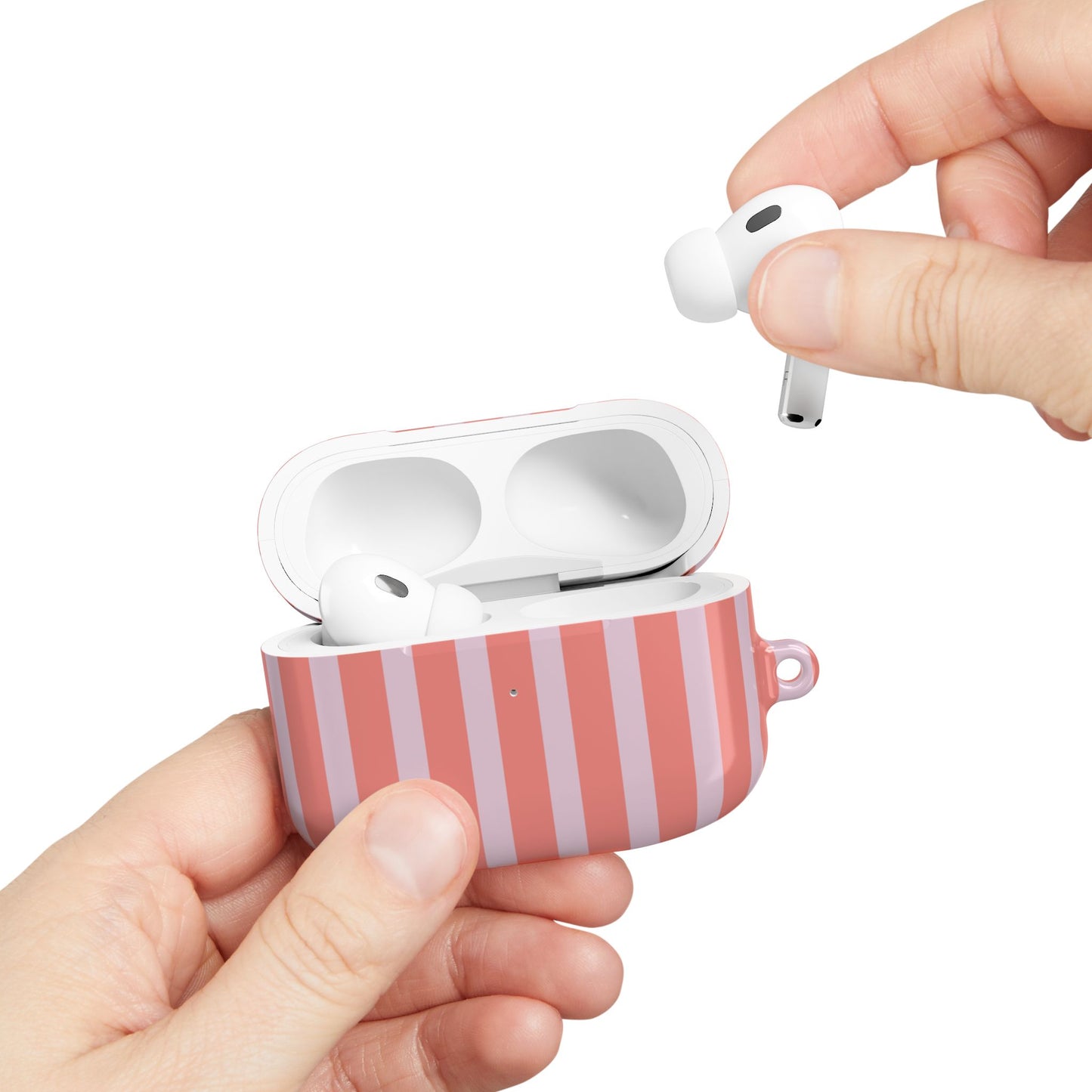Striped Coral AirPod Case — Pink & Coral Protective Cover