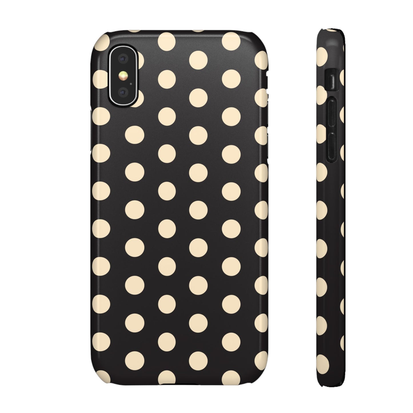Polka Dot Snap Phone Case — Classic Black & Cream Retro Dots