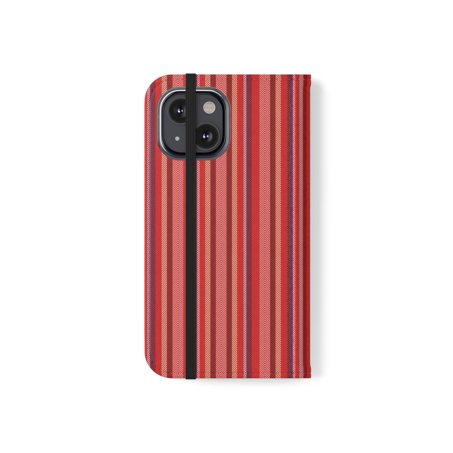 Red Stripe Flip Phone Case – Protective Wallet Folio with Card Slots