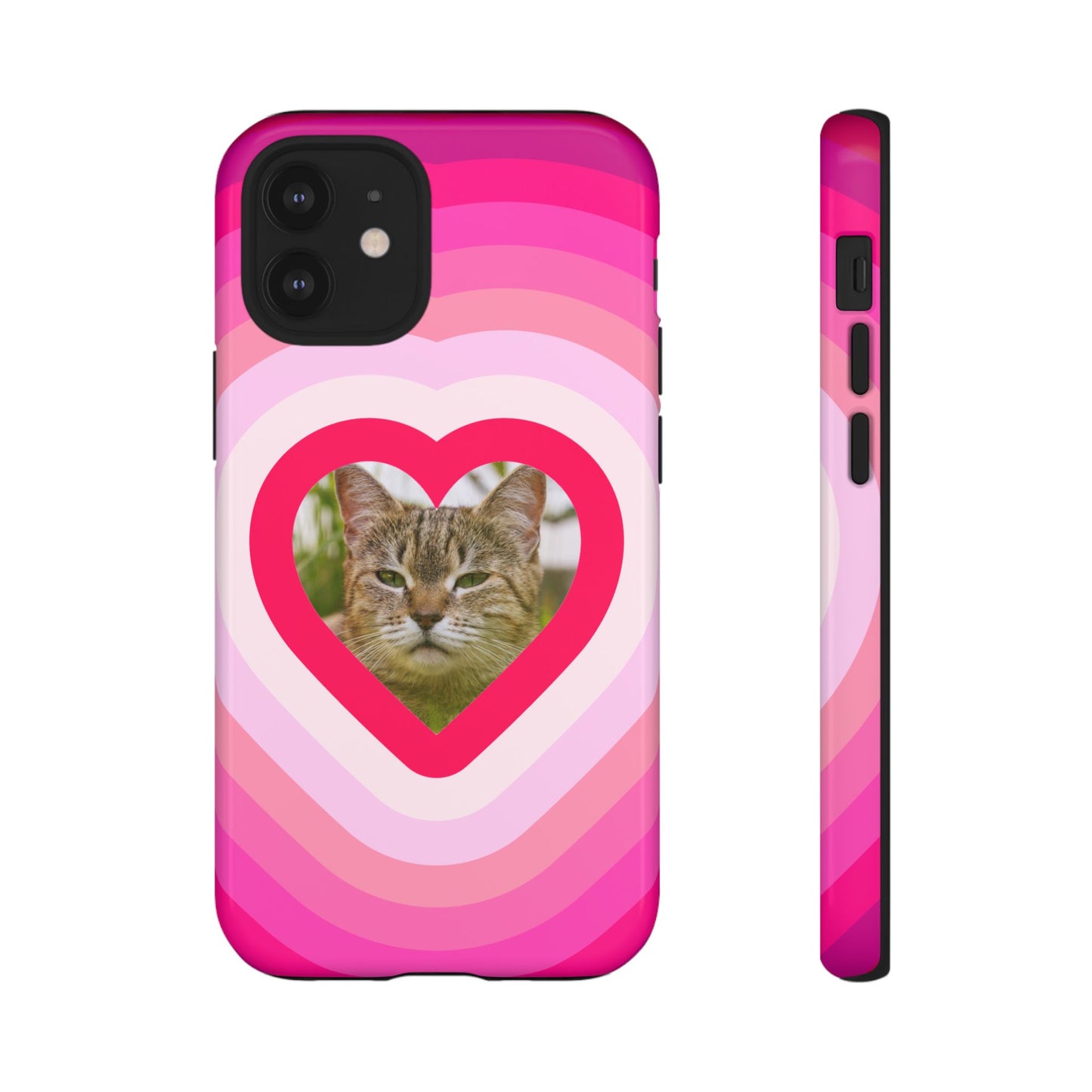 Single Image Personalised  Heart Photo Phone Case – Pink Gradient Love Tough Case for Apple iPhone, Samsung Galaxy and Google Pixel.