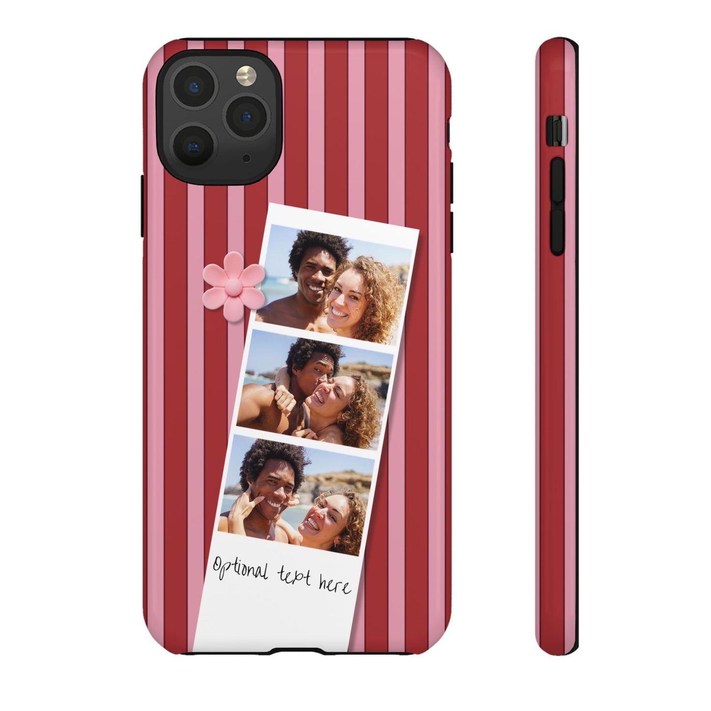 Customisable Three Photo Personalised Collage Tough Phone Case for Apple iPhone, Samsung Galaxy and Google Pixel.