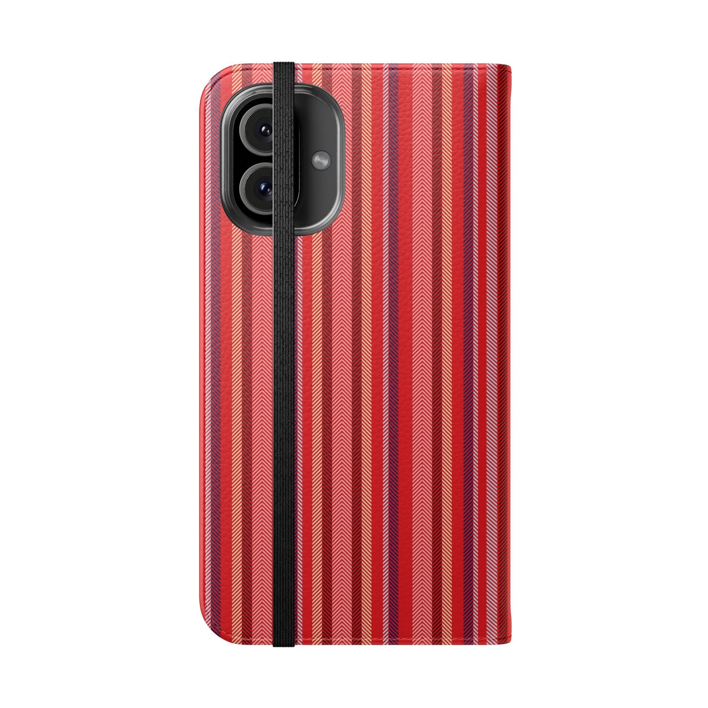 Red Stripe Flip Phone Case – Protective Wallet Folio with Card Slots