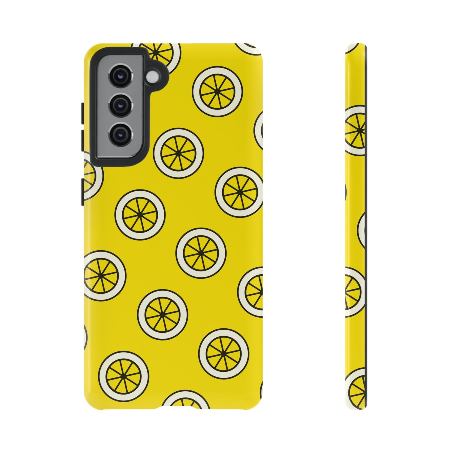 Yellow Lemon Pattern Tough Phone Case — Bright Citrus Protective Cover