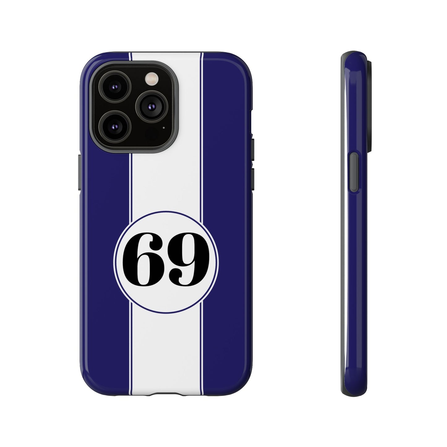 Custom Number Racing Stripe Tough Phone Case for Apple iPhone, Samsung Galaxy and Google Pixel.