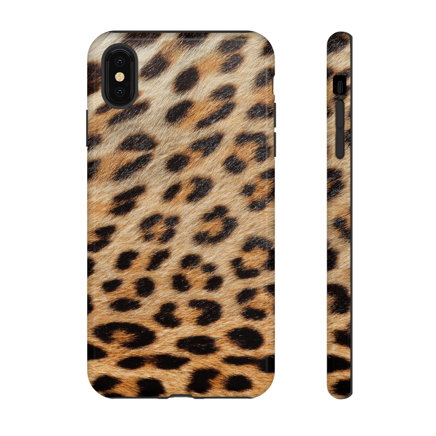Leopard Print Tough Phone Case — Durable Protective Case with Wild Animal Fur Design