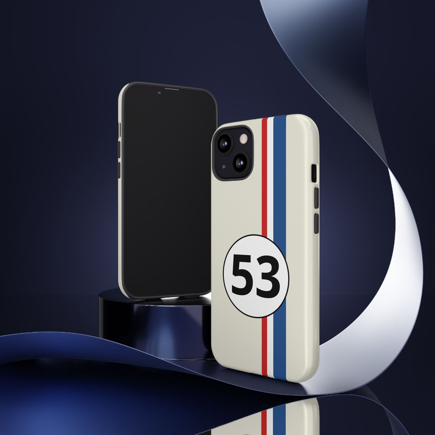 Racing Stripe Personalised Number Tough Phone Case for Apple iPhone, Samsung Galaxy and Google Pixel.