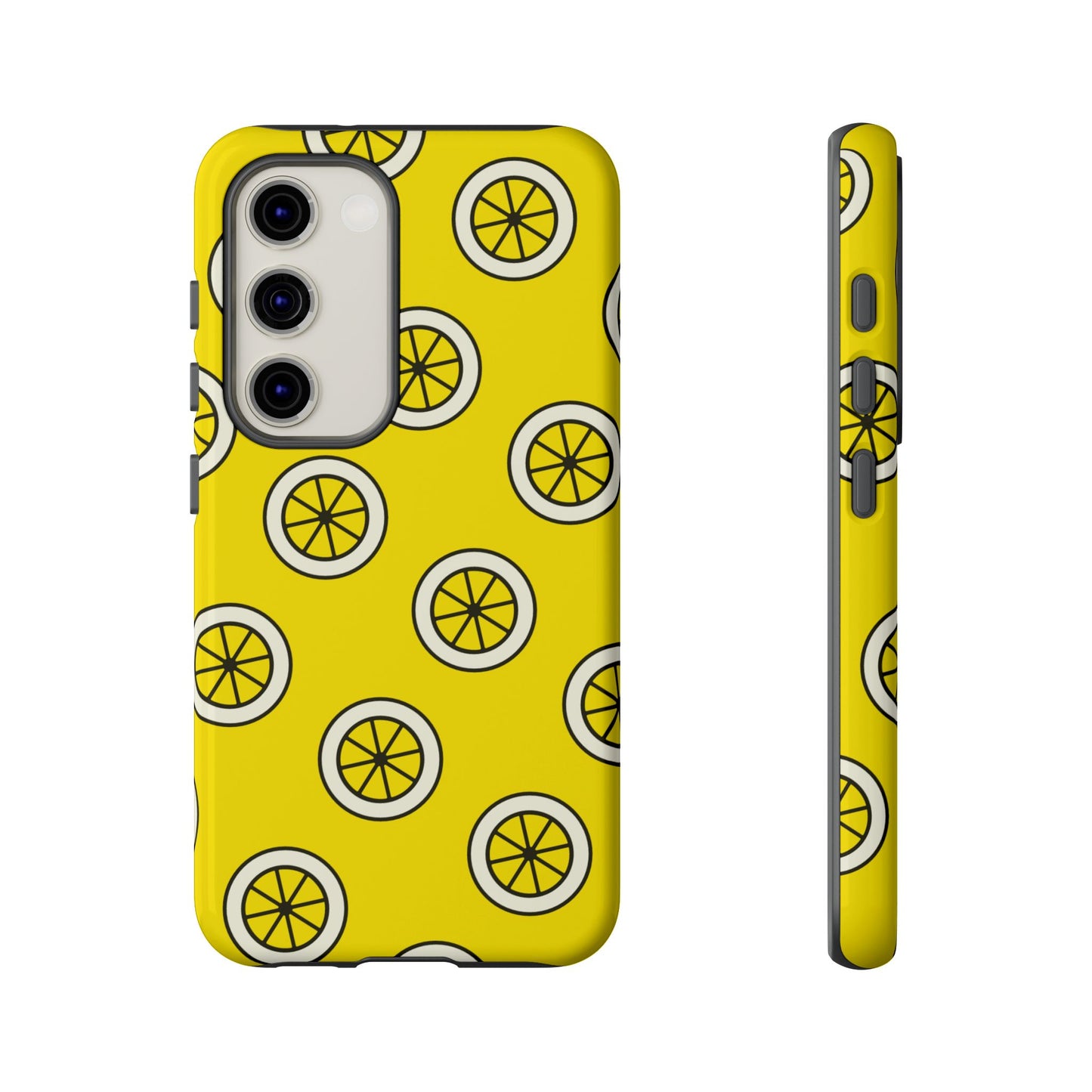 Yellow Lemon Pattern Tough Phone Case — Bright Citrus Protective Cover