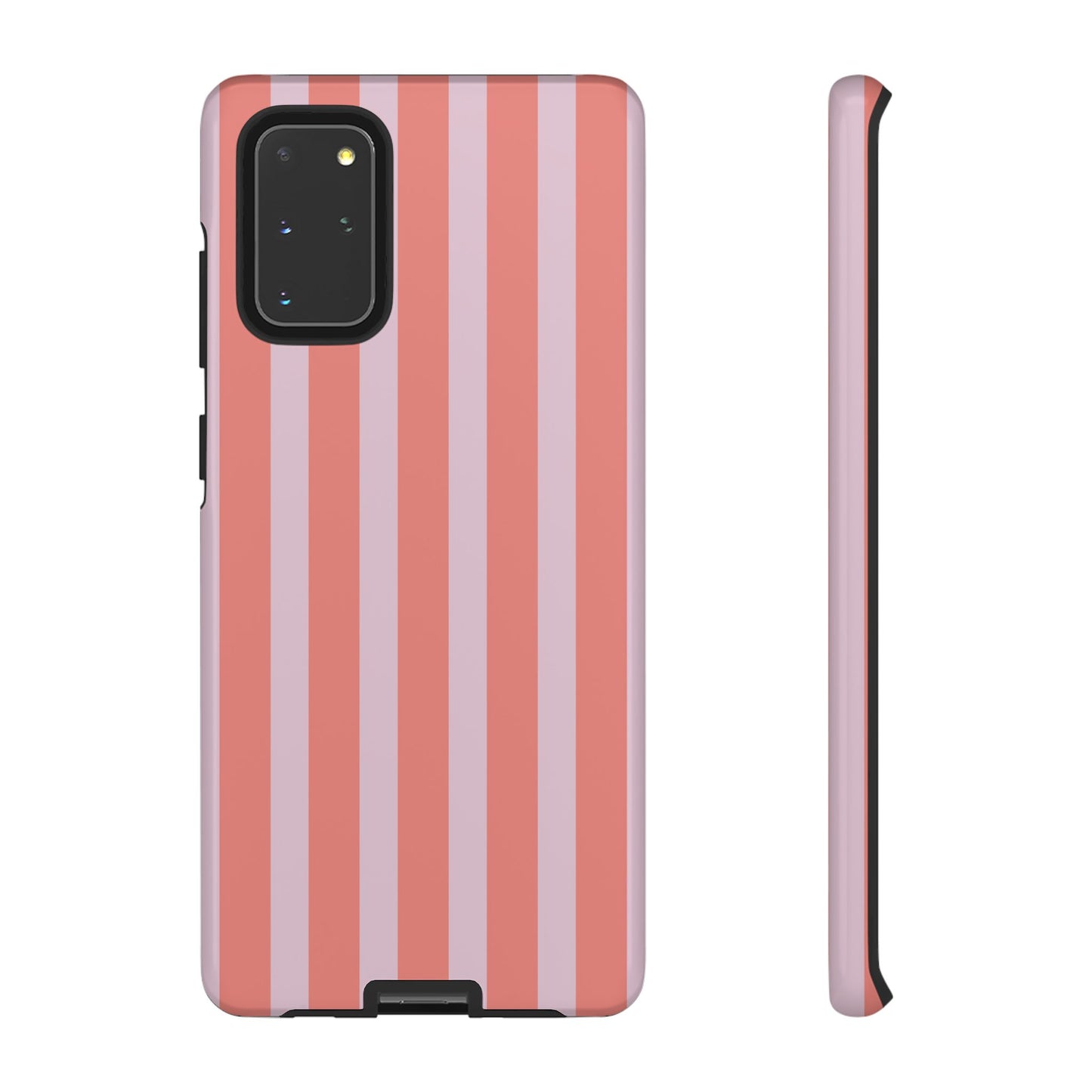 Pink Striped Tough Phone Case — Durable Protective Cover