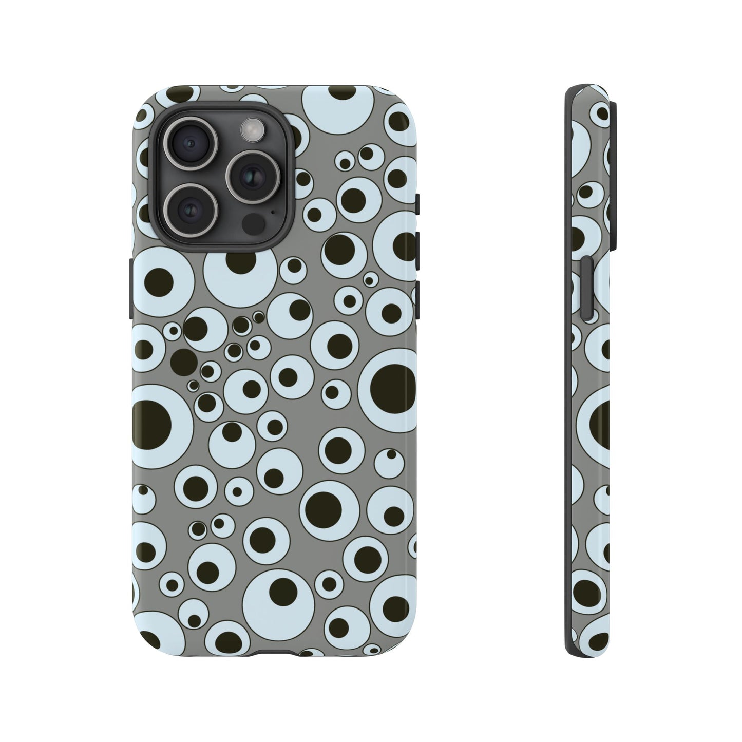 Bubble Pattern Tough Phone Case – Grey Retro Polka-Dot Design