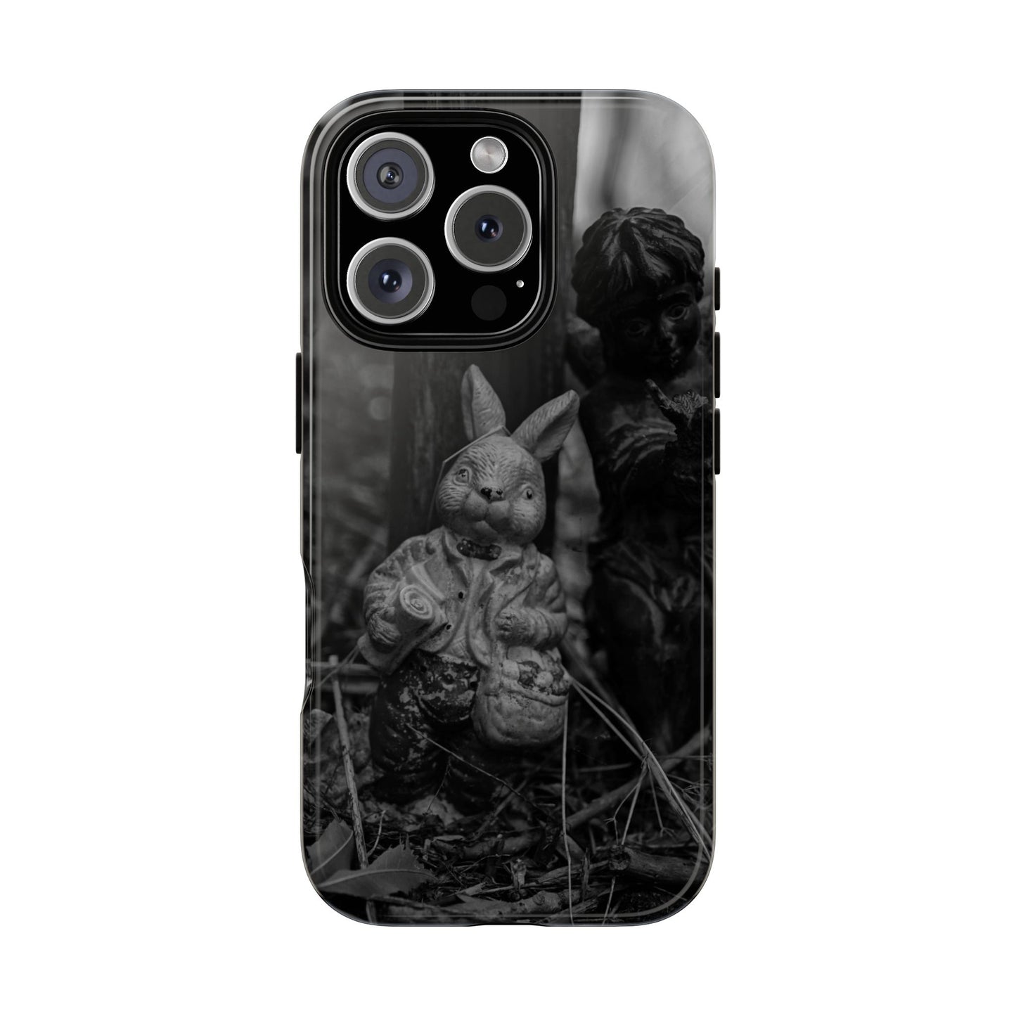 Vintage Gothic Bunny Tough Phone Case — Dark Garden Statue Protective Cover
