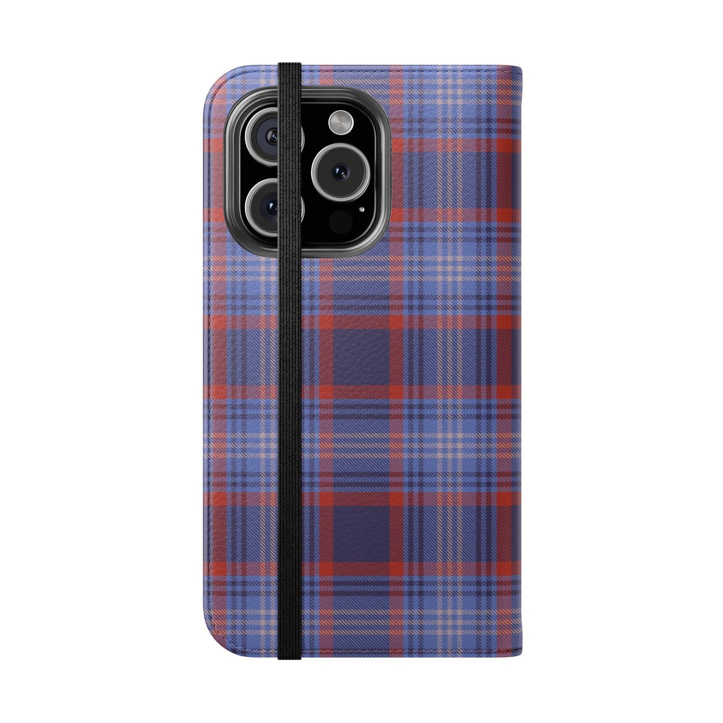 Tartan Flip Phone Case — Red & Purple Plaid Wallet Cover