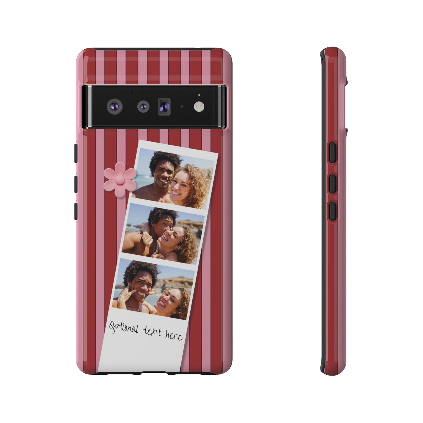 Customisable Three Photo Personalised Collage Tough Phone Case for Apple iPhone, Samsung Galaxy and Google Pixel.
