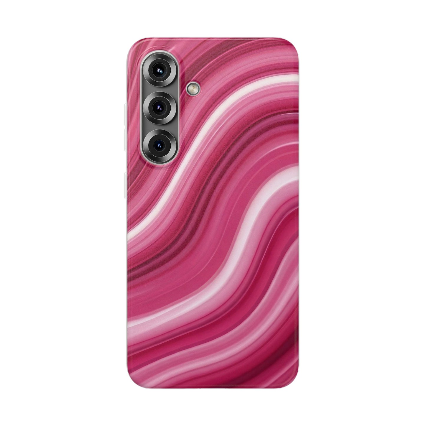 Pink Marble Wave Phone Case — Abstract Swirl Flexi Case for Apple iPhone, Samsung Galaxy.