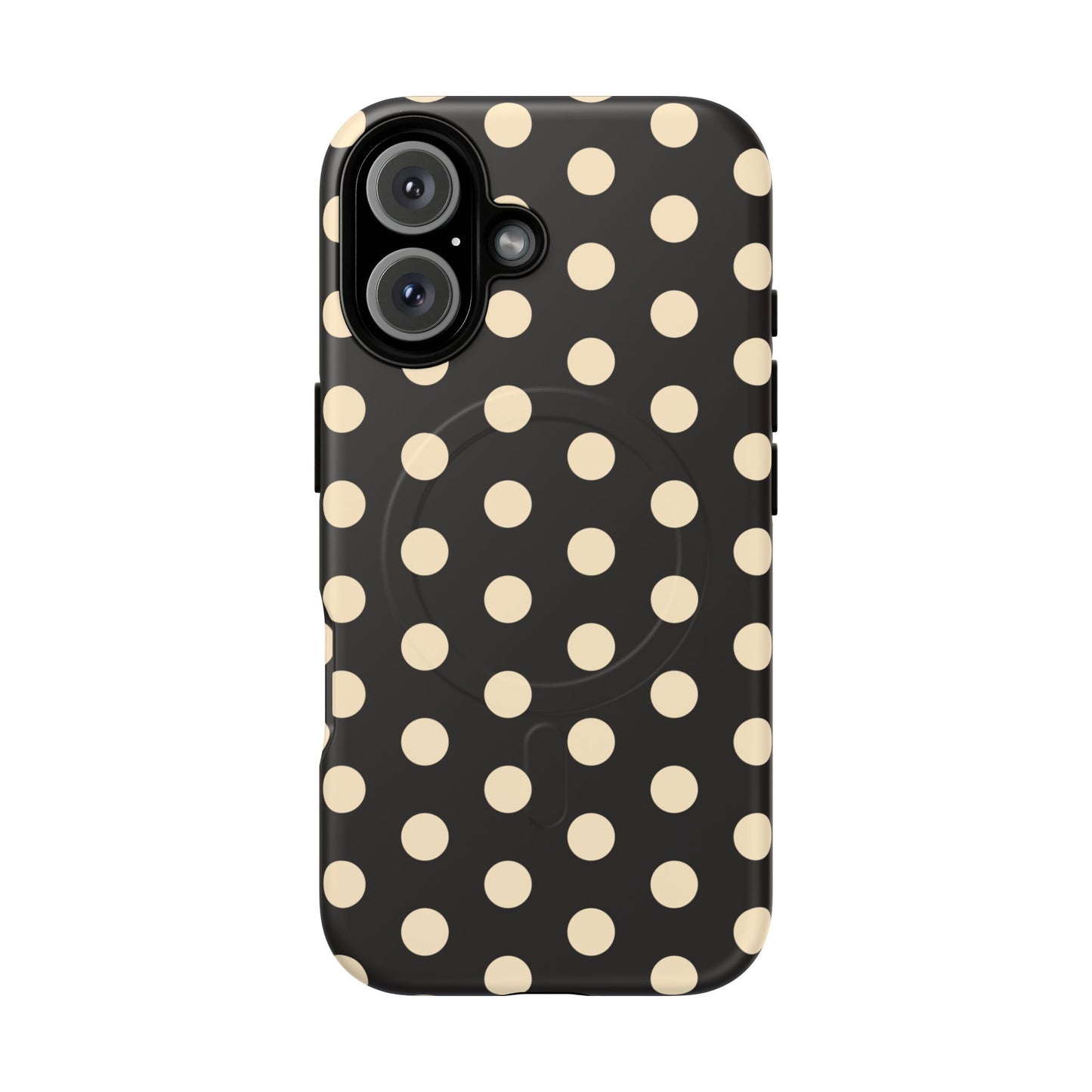 Polka Dot Magnetic Phone Case – Black & Cream Retro Spot Pattern