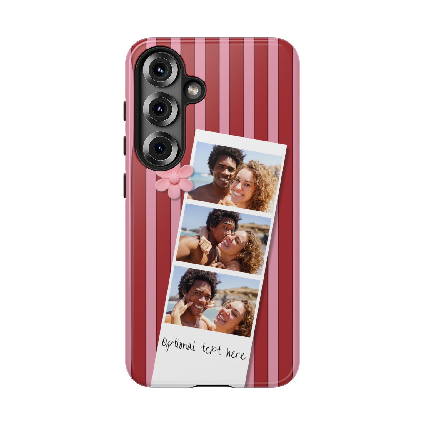 Customisable Three Photo Personalised Collage Tough Phone Case for Apple iPhone, Samsung Galaxy and Google Pixel.