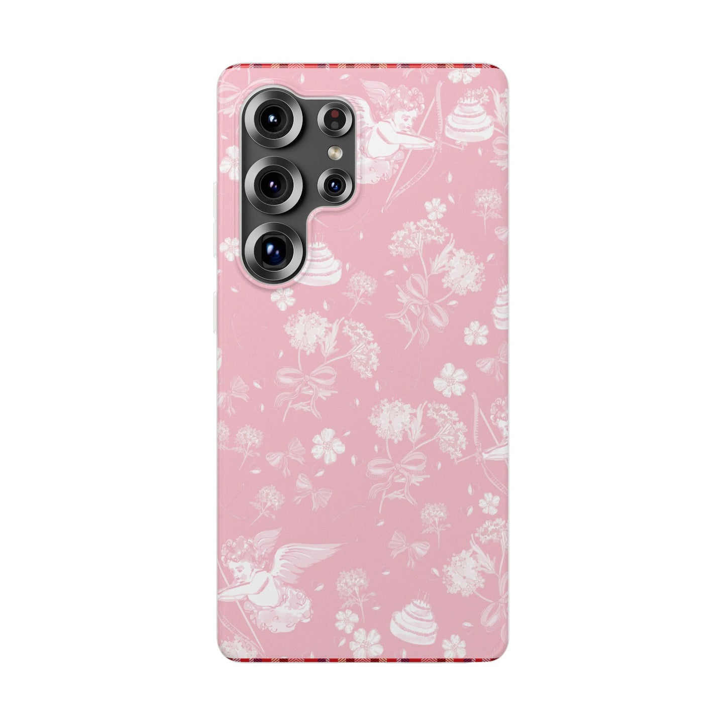 Pink Floral Cherub Flexi Phone Case for Apple iPhone and Samsung Galaxy.