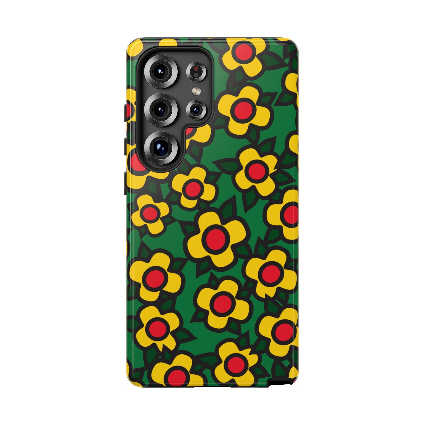 Floral Pop Tough Phone Case — Retro Yellow Red Flower Pattern