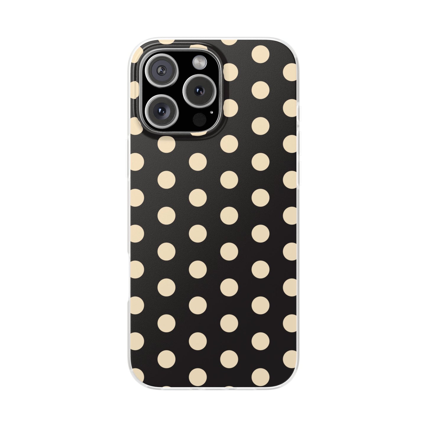 Black & Cream Retro Polka Dot Flexi Case for Apple iPhone, Samsung Galaxy.