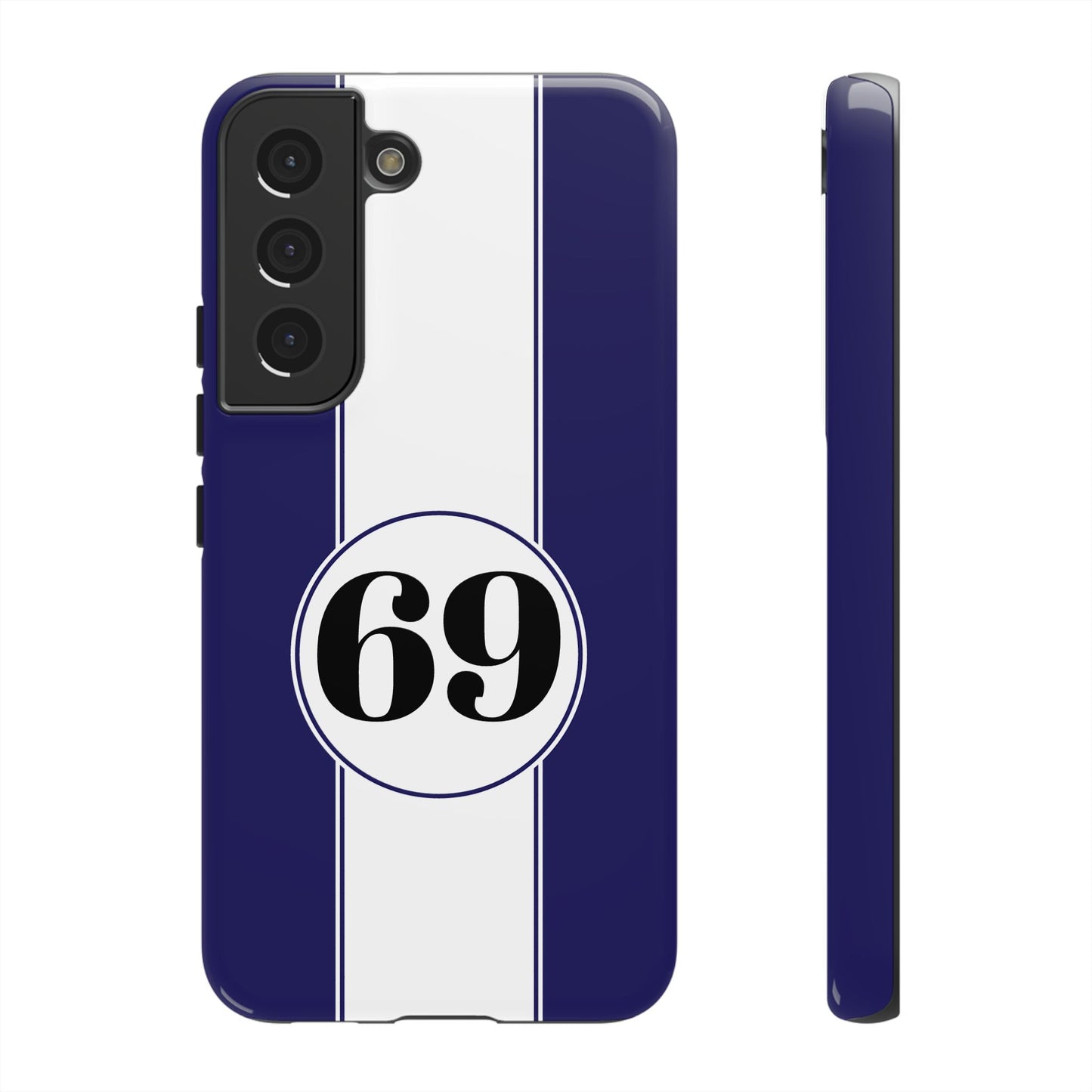 Custom Number Racing Stripe Tough Phone Case for Apple iPhone, Samsung Galaxy and Google Pixel.