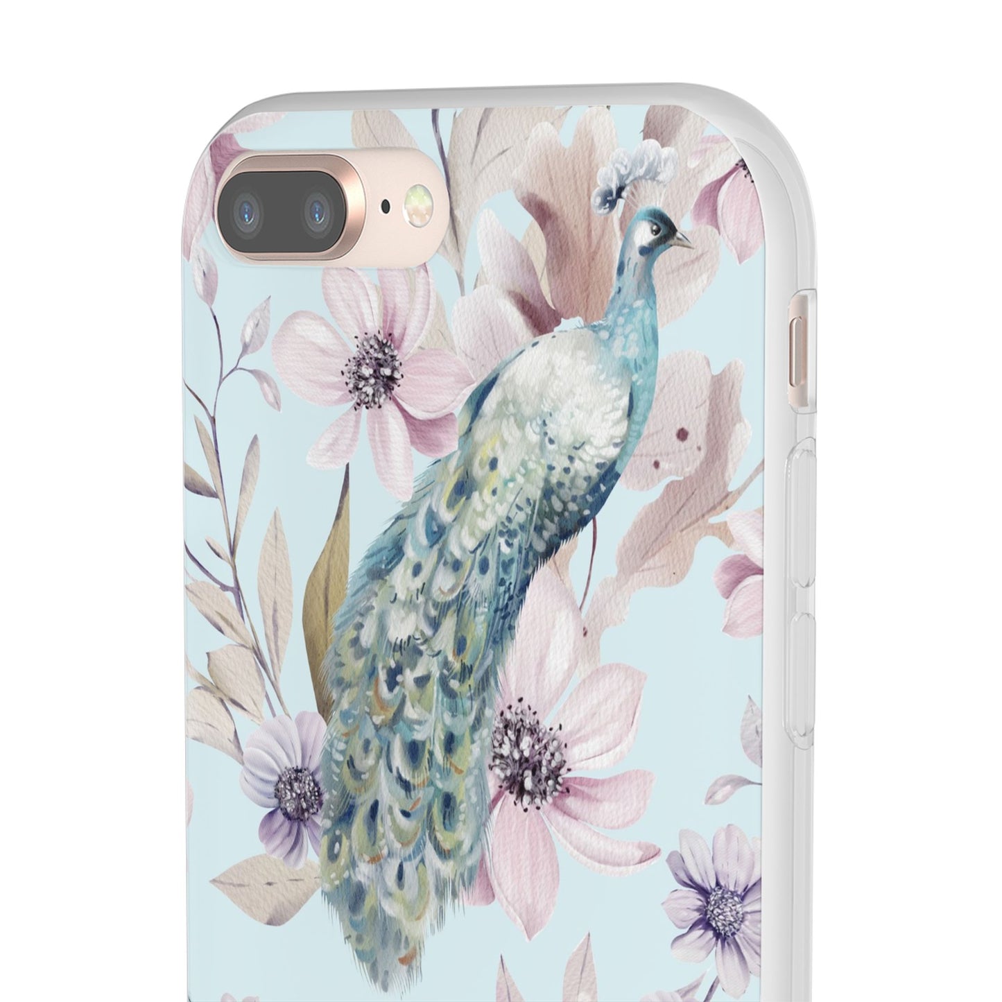 Peacock Floral Phone Case — Pastel Watercolor Bird Slim Case