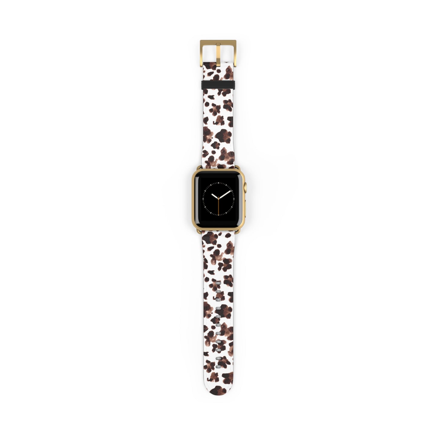 Leopard Print Leather Watch Band — Brown & White Patterned Strap for Apple Watch