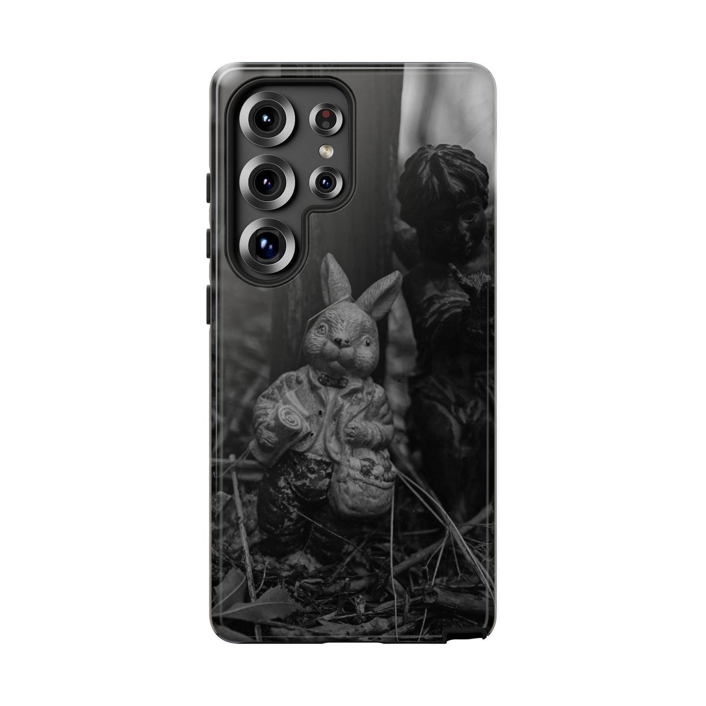 Vintage Gothic Bunny Tough Phone Case — Dark Garden Statue Protective Cover