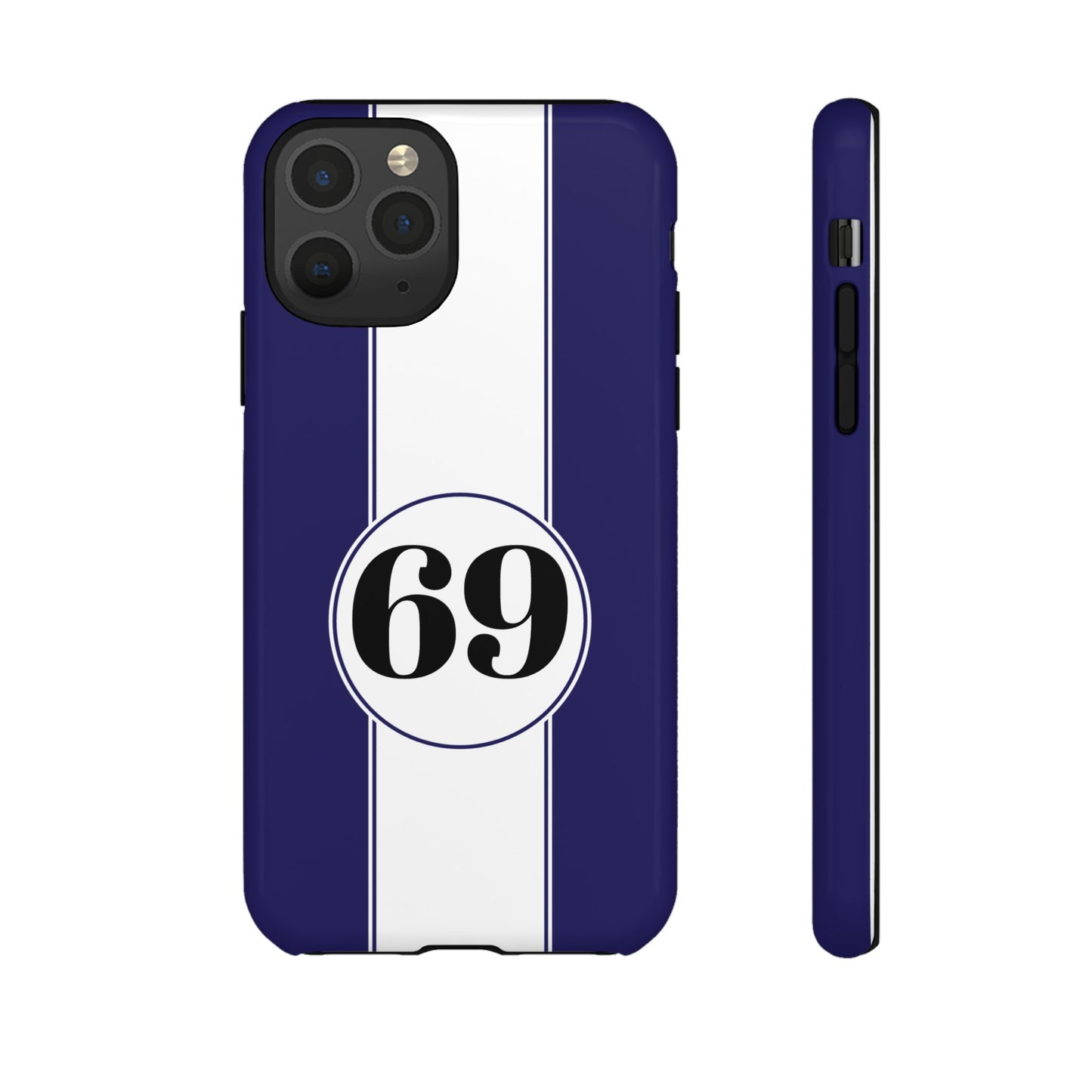 Custom Number Racing Stripe Tough Phone Case for Apple iPhone, Samsung Galaxy and Google Pixel.