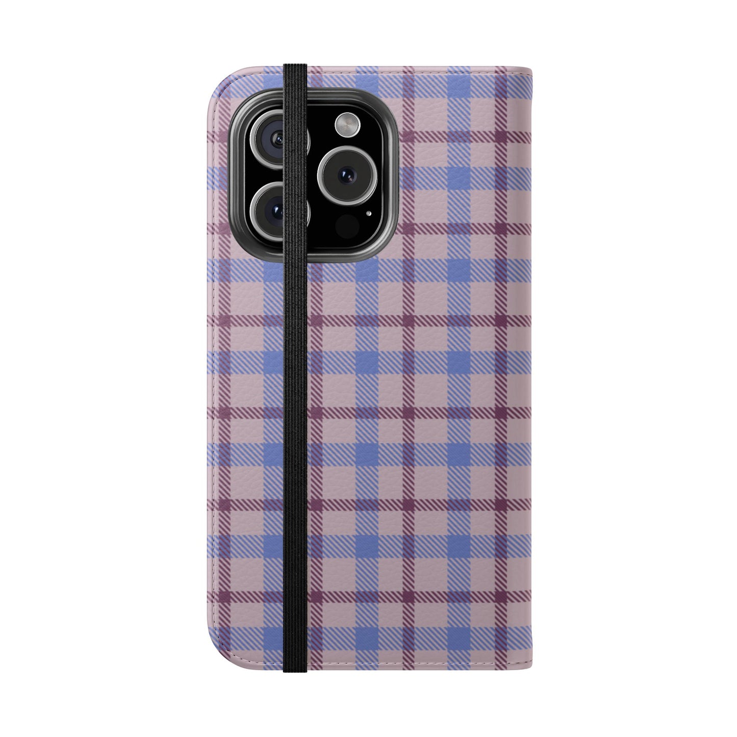 Tartan Flip Phone Case — Blue & Purple Plaid Wallet Cover